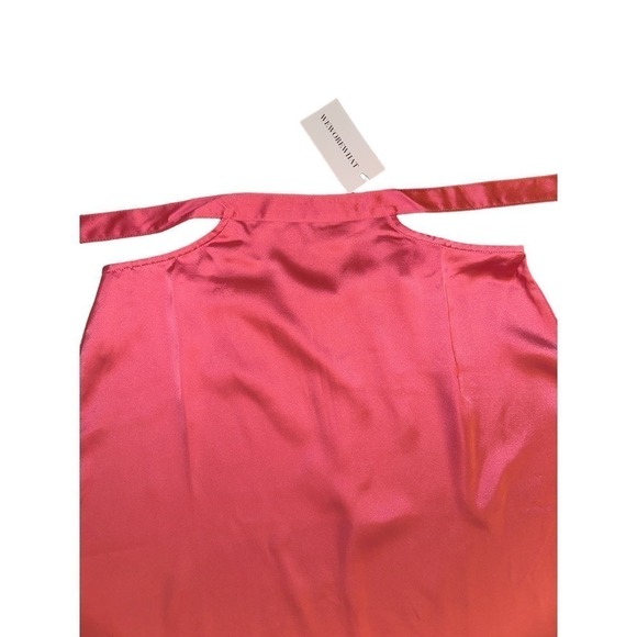 Revolve WeWoreWhat Women's Cut Out Midi Skirt Satin Charmeuse Hot Pink Sz M NWT - Picture 3 of 9